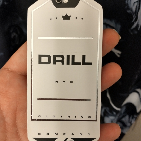 Drill NYC Shirt Black Grey Rose Print Button Down - Picture 7 of 11